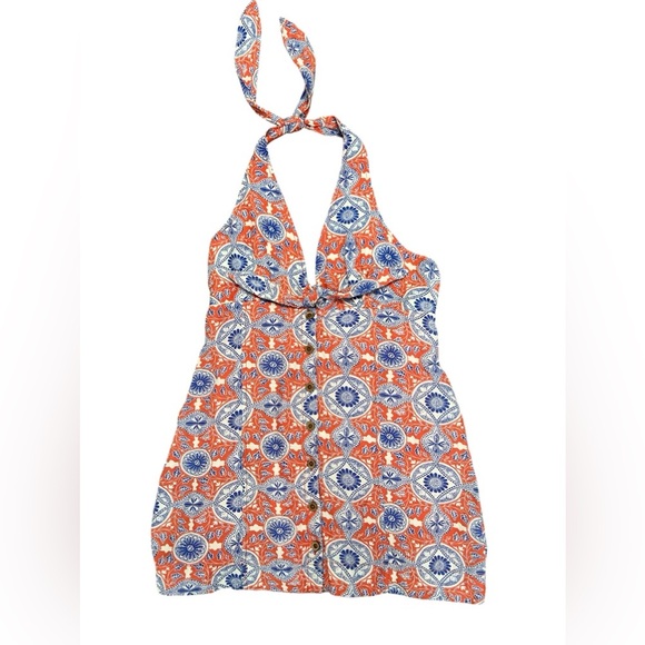 Maeve Anthropologie blue and red halter mini dress - Picture 3 of 6